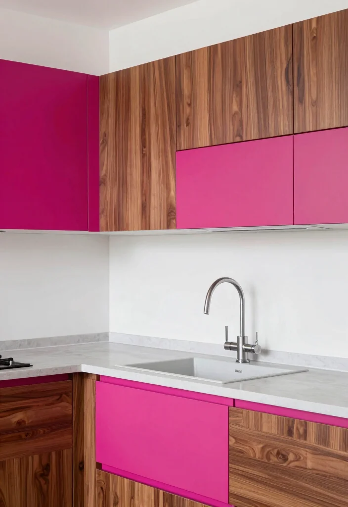 18 Walnut Kitchen Cabinets Color Schemes Ideas With Luxe Finish 18 18 Walnut Kitchen Cabinets Color Schemes Ideas With Luxe Finish - 18. Vibrant Raspberry and Walnut Chic 1