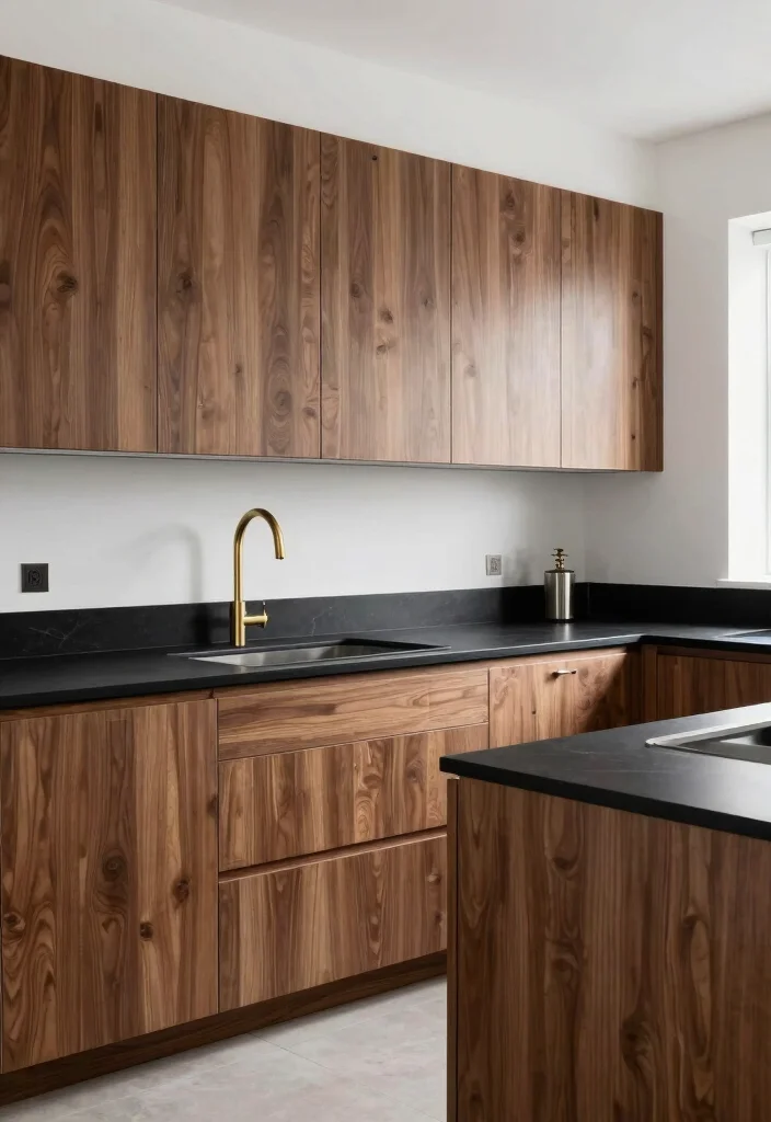 18 Walnut Kitchen Cabinets Color Schemes Ideas With Luxe Finish 9 18 Walnut Kitchen Cabinets Color Schemes Ideas With Luxe Finish - 9. Classic Black and Walnut Contrast 1