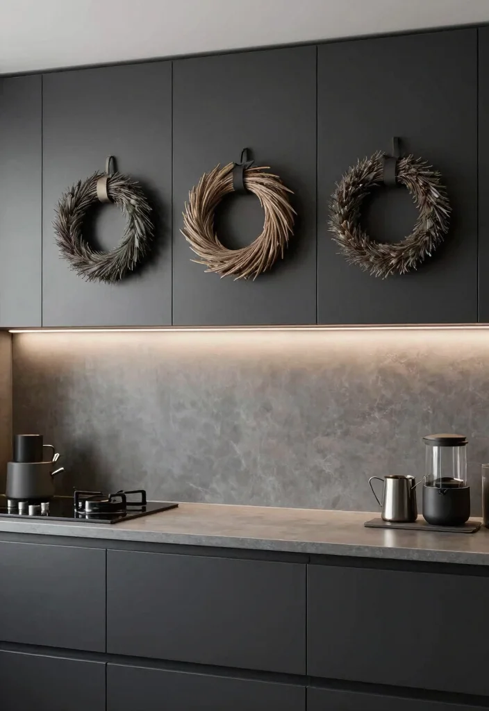 18 Wreaths on Kitchen Cabinets Ideas With Festive Charm 5 18 Wreaths on Kitchen Cabinets Ideas With Festive Charm - 5. Minimalist Wreaths 1