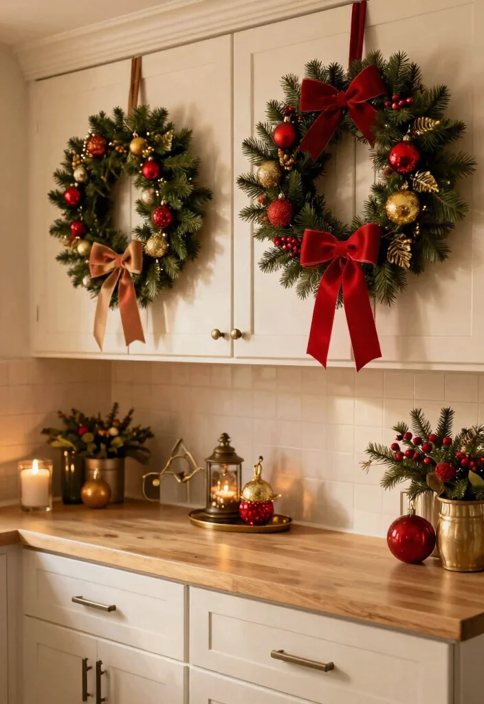 18 Wreaths on Kitchen Cabinets Ideas With Festive Charm 6 18 Wreaths on Kitchen Cabinets Ideas With Festive Charm - 6. Holiday-Themed Wreaths 1