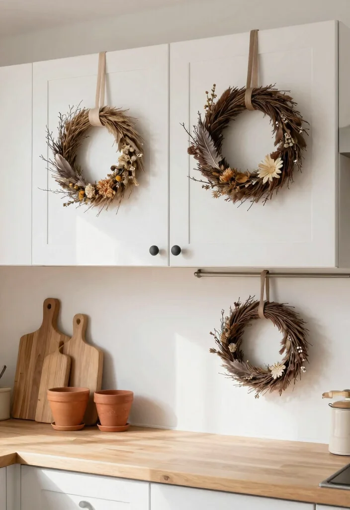 18 Wreaths on Kitchen Cabinets Ideas With Festive Charm 7 18 Wreaths on Kitchen Cabinets Ideas With Festive Charm - 7. Nature-Inspired Wreaths 1