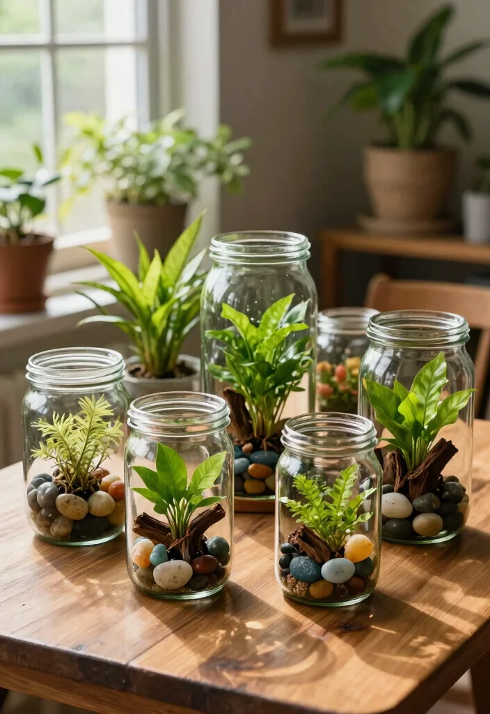 12 Aquarium Planter Ideas That Don't Leak or Crack Over Time - 1. Upcycled Glass Jars 1