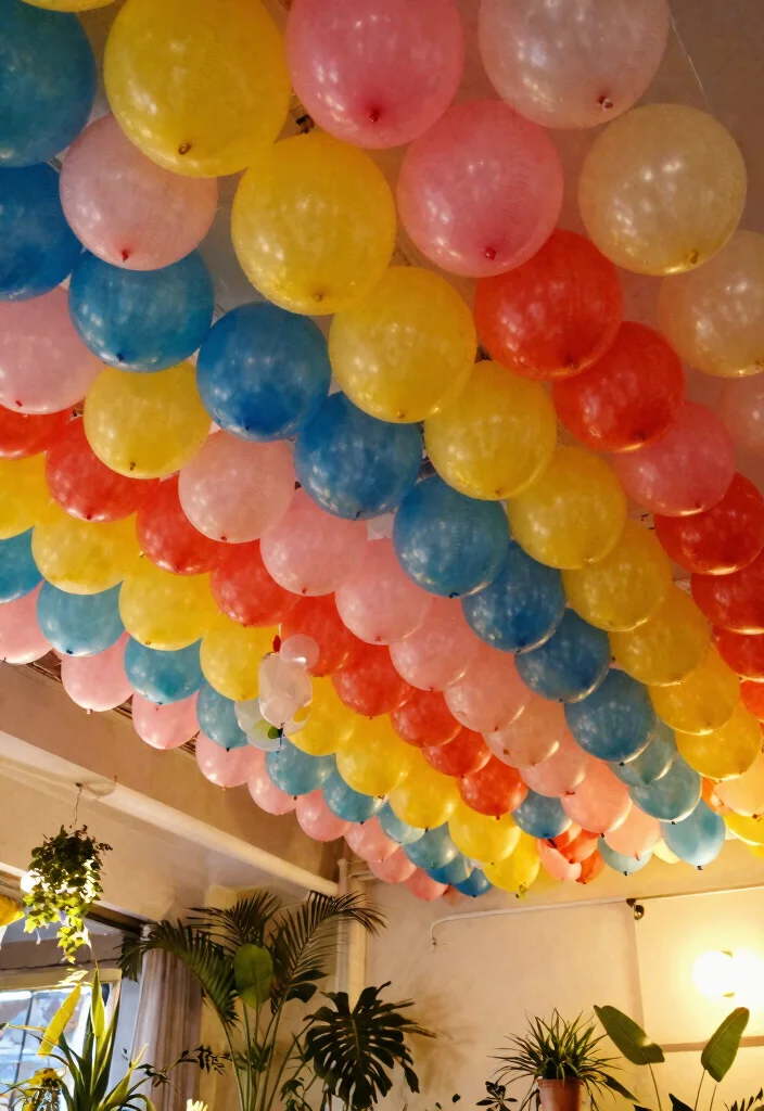 12 Ceiling Balloon Decorations That Stay Up Without Tape Marks - 12. Eco-Friendly Balloon Ceiling Installation 1