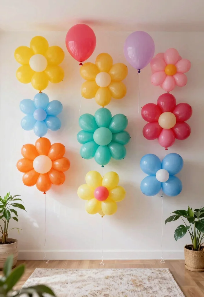 12 Ceiling Balloon Decorations That Stay Up Without Tape Marks - 9. Eco-Friendly Balloon Wall Art 1