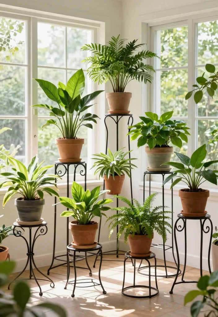 12 Iron Plant Stand Ideas That Hold Heavy Pots Without Tipping - 8. Adjustable Iron Plant Stands 1