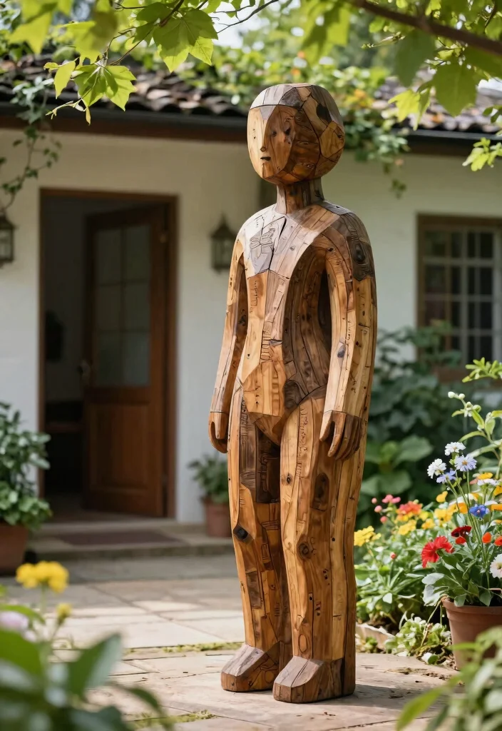 12 Outdoor Entryway Decor Ideas That Boost Curb Appeal Fast - 11. Artistic Sculptures 1