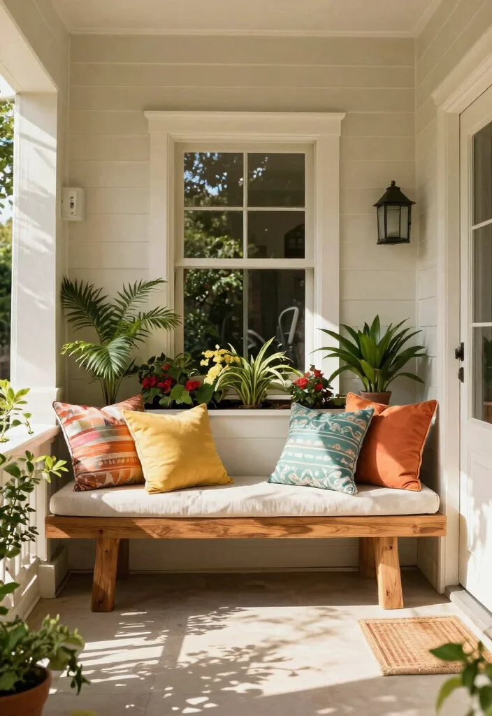 12 Outdoor Entryway Decor Ideas That Boost Curb Appeal Fast - 12. Inviting Bench Seating 1