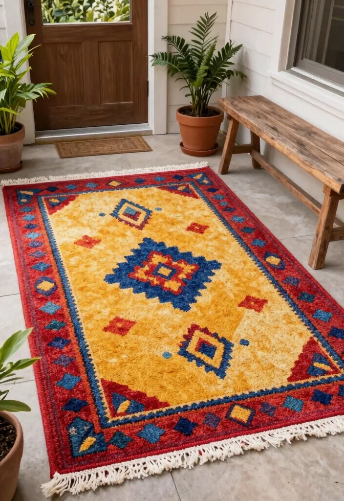 12 Outdoor Entryway Decor Ideas That Boost Curb Appeal Fast - 8. Outdoor Rugs 1
