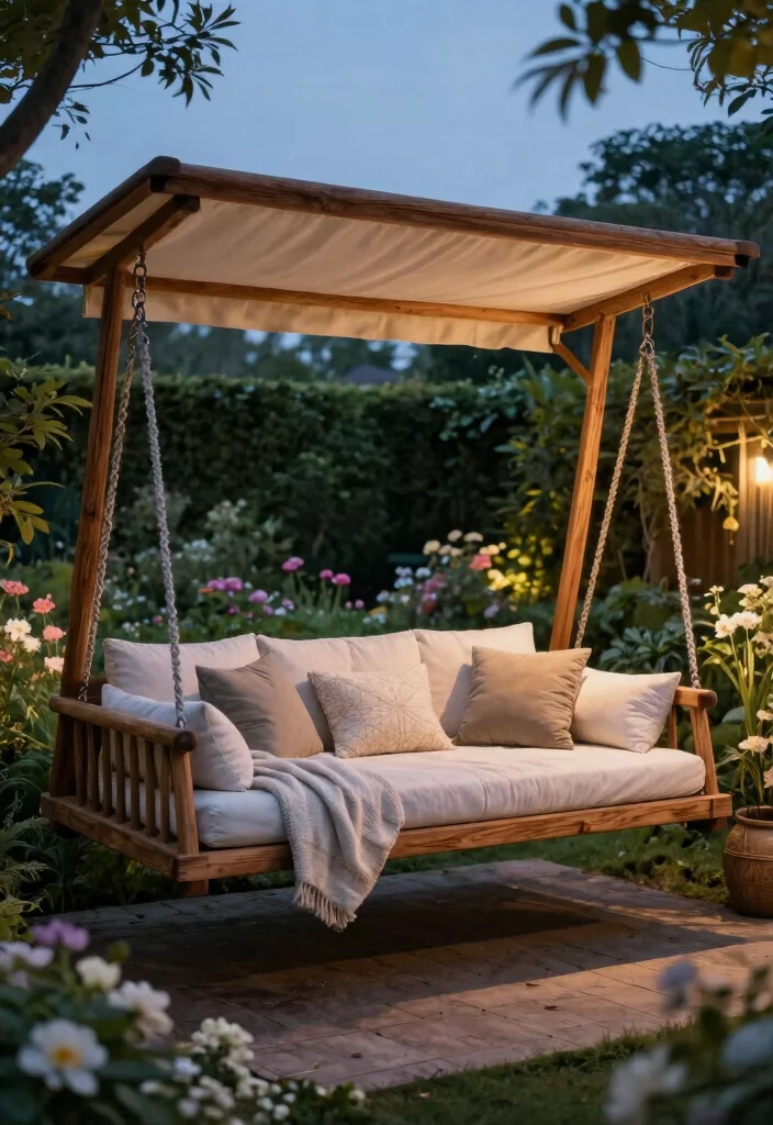 12 Outdoor Swing Ideas That Support Adults and Install Without a Tree - 12. Swinging Daybed 1