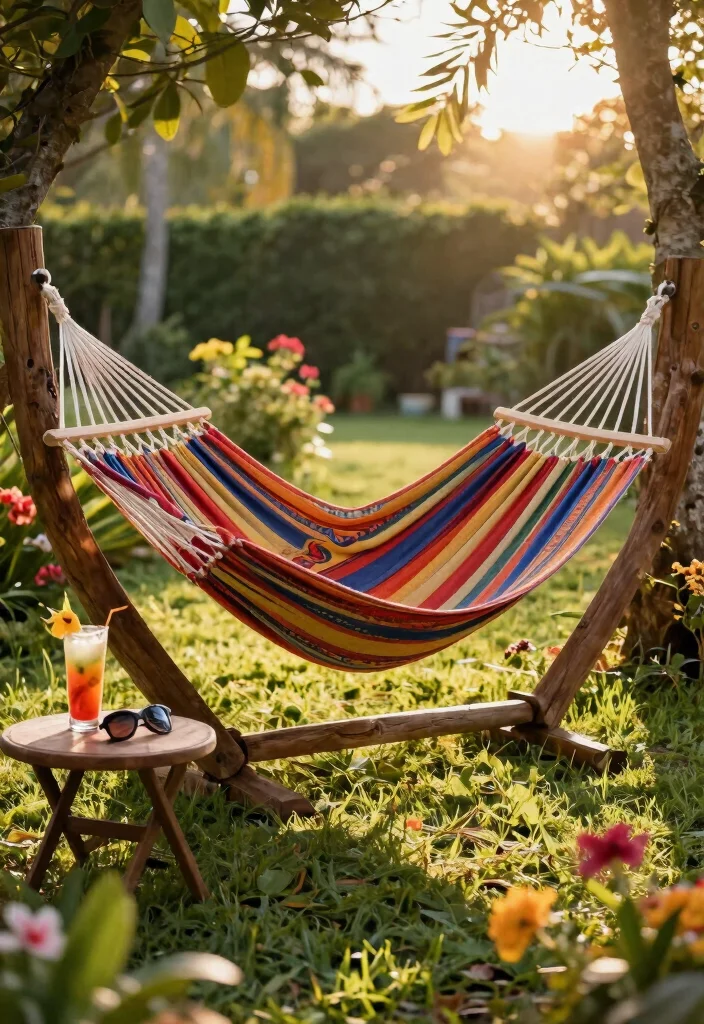 12 Outdoor Swing Ideas That Support Adults and Install Without a Tree - 4. Hammock Between Posts 1