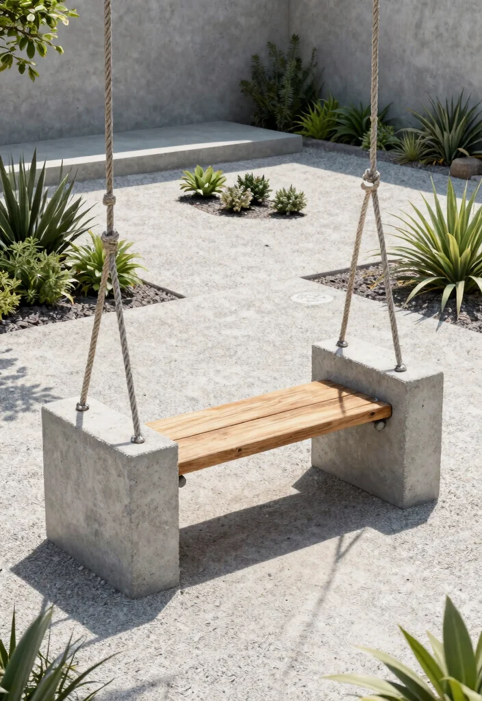 12 Outdoor Swing Ideas That Support Adults and Install Without a Tree - 5. Concrete Block Swing 1