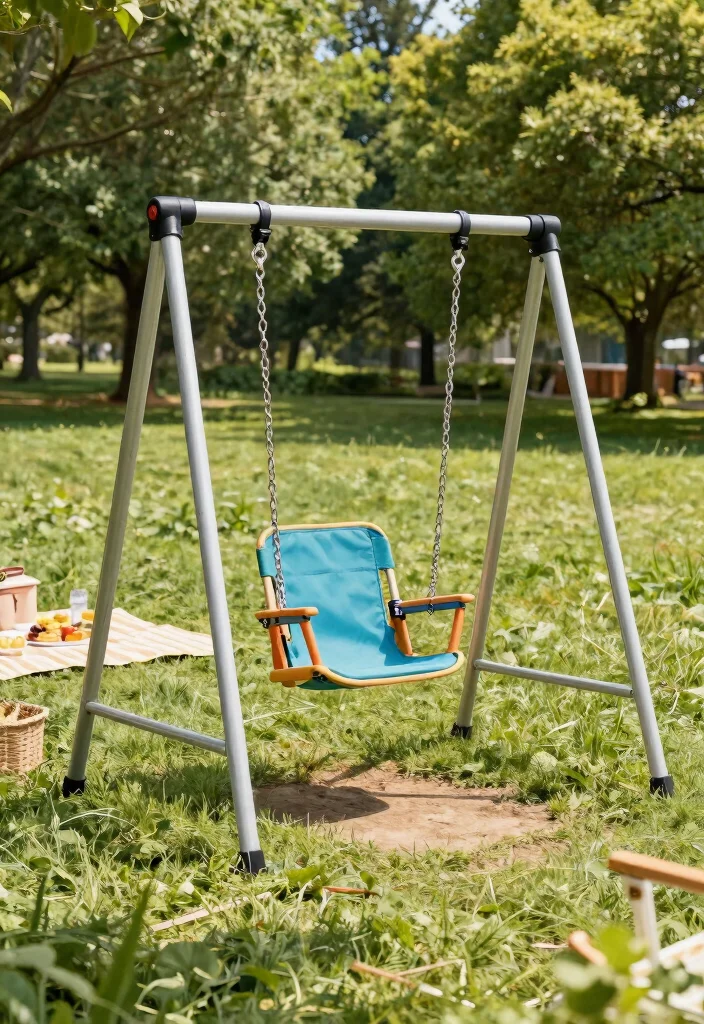 12 Outdoor Swing Ideas That Support Adults and Install Without a Tree - 7. Portable Swing Stand 1