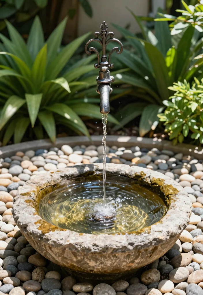 12 Patio Fountain Ideas That Run Without a Buried Water Line - 11. Spout Fountain 1