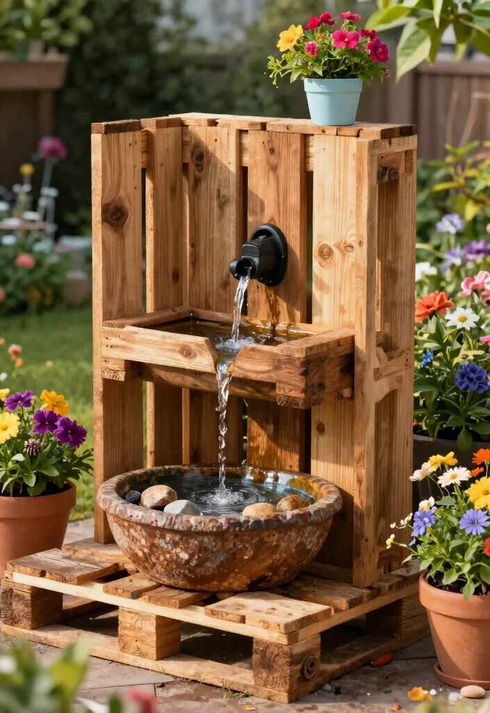 12 Patio Fountain Ideas That Run Without a Buried Water Line - 7. DIY Pallet Fountain 1