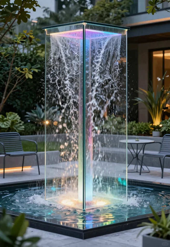 12 Patio Fountain Ideas That Run Without a Buried Water Line - 8. Solar-Powered Glass Fountain 1