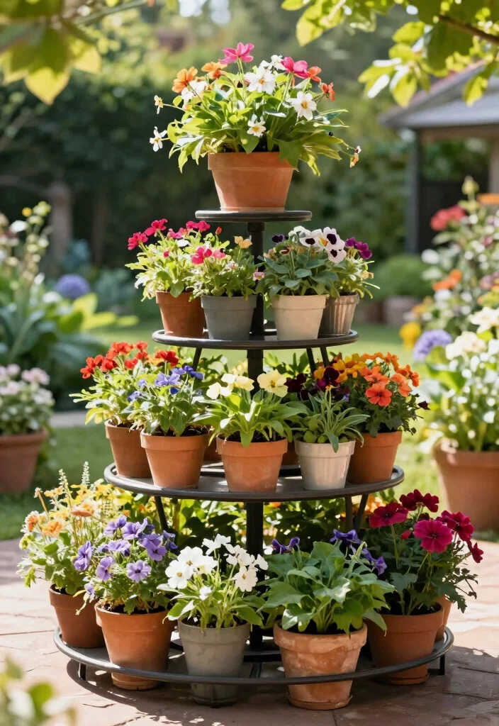 14 Backyard Planter Ideas That Hide Eyesores and Add Color 11 14 Backyard Planter Ideas That Hide Eyesores and Add Color - 11. Tiered Planter Stands 1