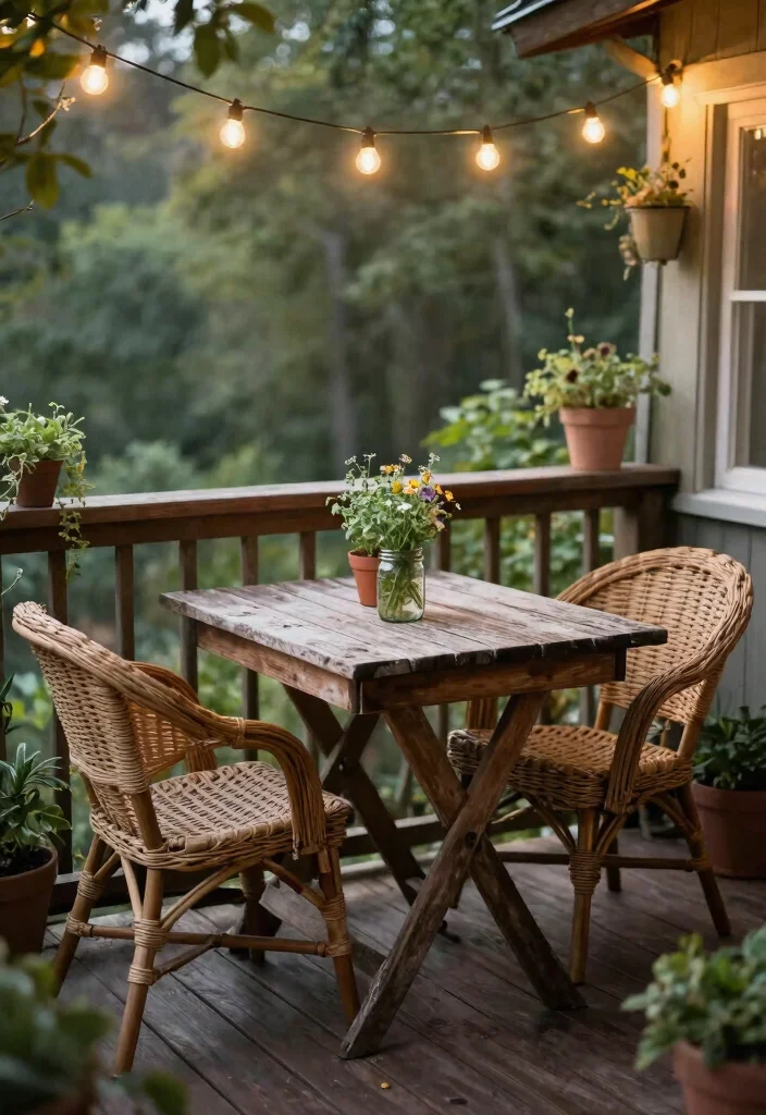 14 Bistro Table Outdoor Ideas for Small Balconies and Patios - 2. Rustic Wood Bistro Table 1