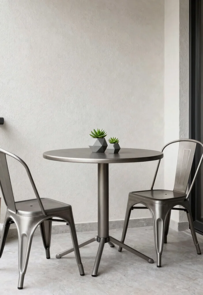 14 Bistro Table Outdoor Ideas for Small Balconies and Patios - 3. Minimalist Metal Bistro Table 1