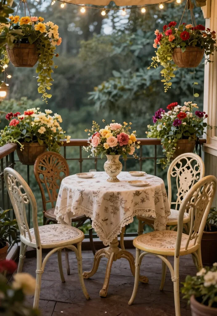 14 Bistro Table Outdoor Ideas for Small Balconies and Patios - 4. Vintage Charm with Bistro Tables 1