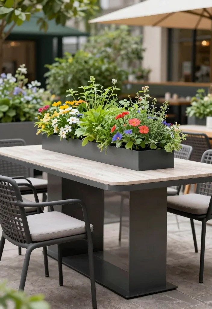 14 Bistro Table Outdoor Ideas for Small Balconies and Patios - 5. Bistro Table with Built-in Planters 1