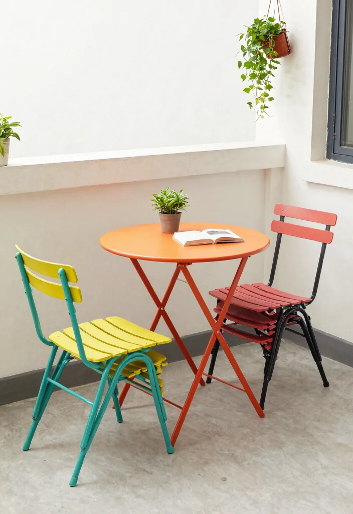 14 Bistro Table Outdoor Ideas for Small Balconies and Patios - 6. Compact Folding Bistro Table 1