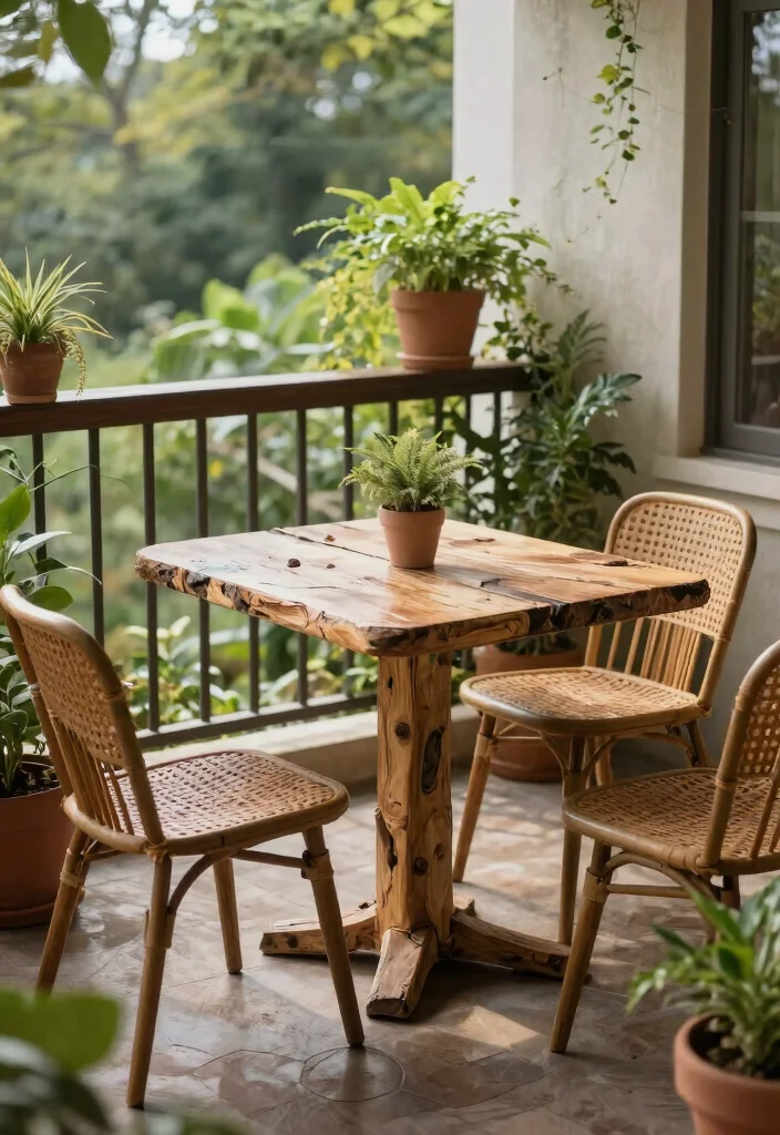 14 Bistro Table Outdoor Ideas for Small Balconies and Patios - 8. Eco-Friendly Bistro Table Ideas 1