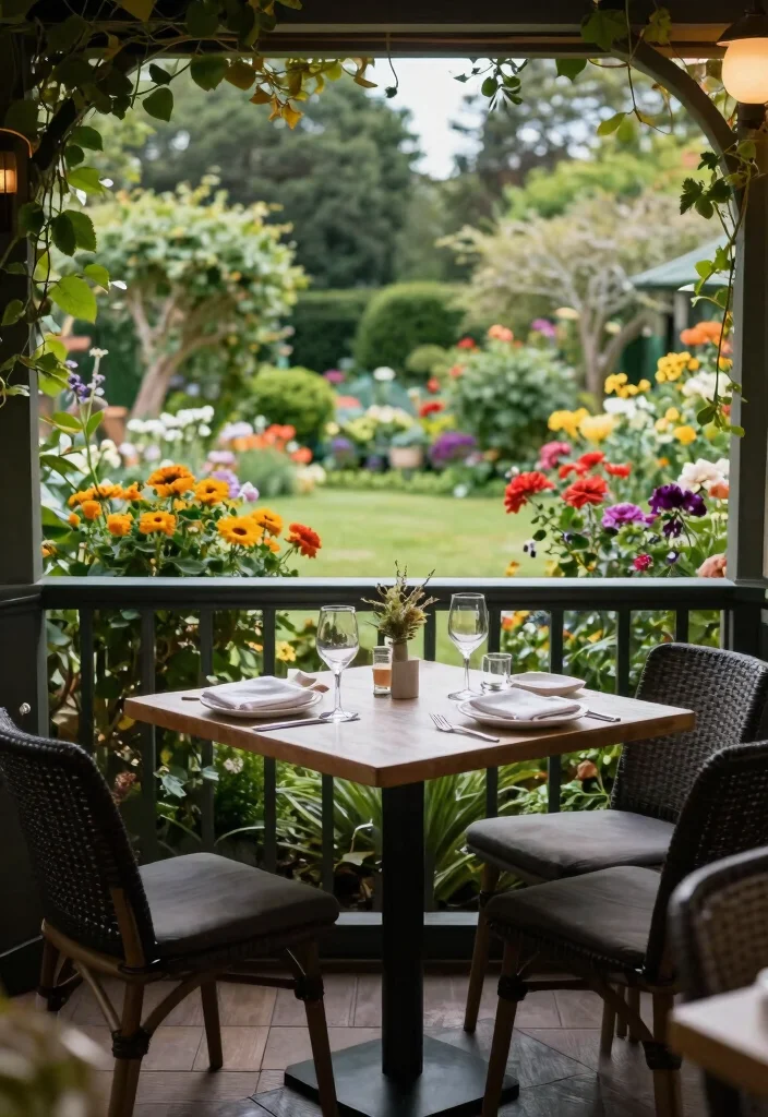 14 Bistro Table Outdoor Ideas for Small Balconies and Patios - 9. Bistro Table with a Garden View 1
