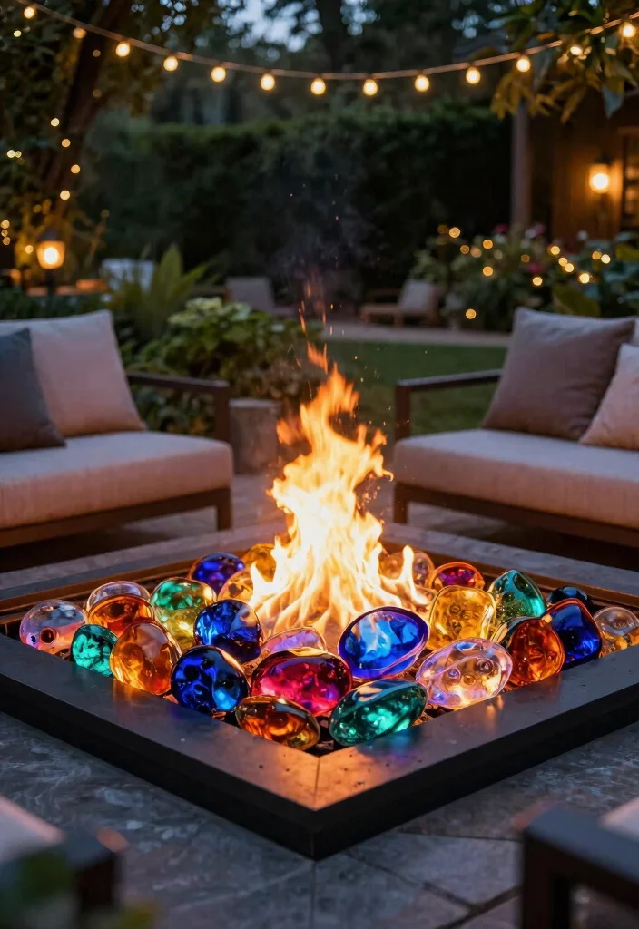 14 Easy Fire Pit Ideas You Can Build in One Weekend - 10. Fire Pit with Fire Glass 1