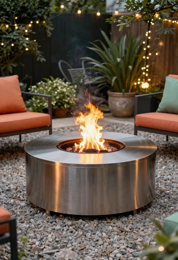 14 Easy Fire Pit Ideas You Can Build in One Weekend - 11. Round Steel Fire Pit 1
