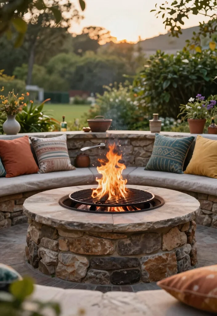 14 Easy Fire Pit Ideas You Can Build in One Weekend - 12. DIY Stone Fire Pit with a Grill 1