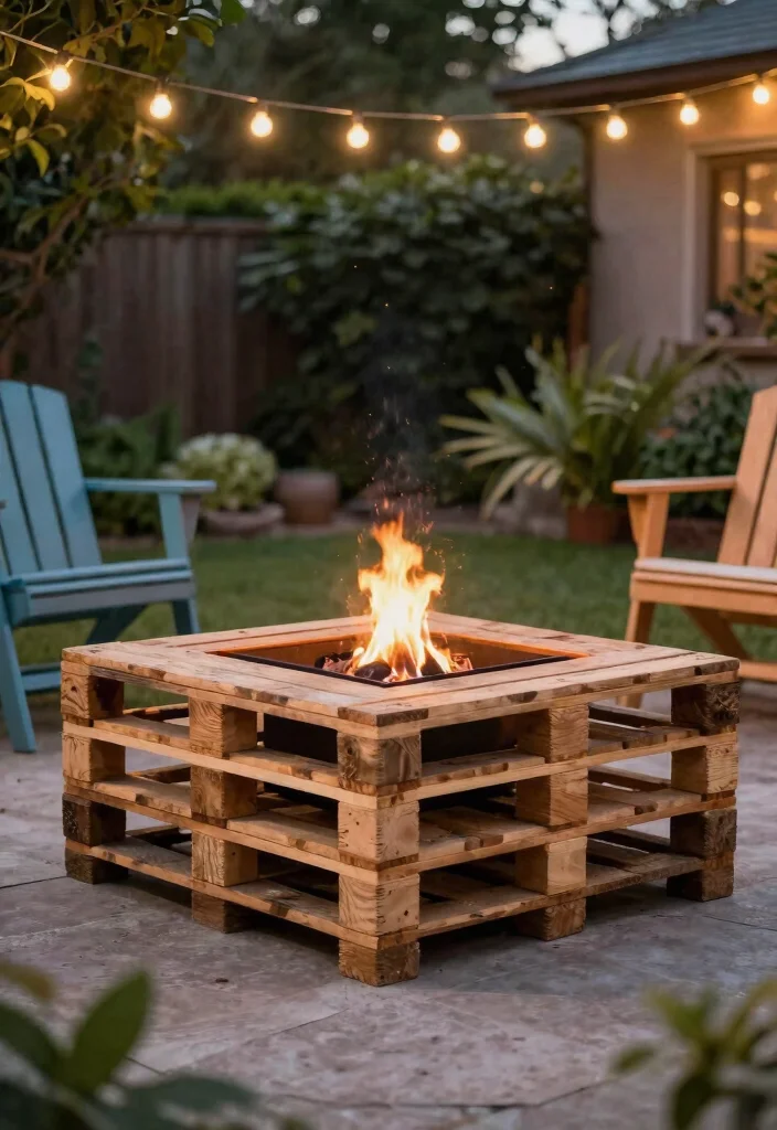 14 Easy Fire Pit Ideas You Can Build in One Weekend - 3. Wooden Pallet Fire Pit 1