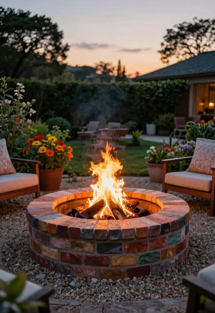 14 Easy Fire Pit Ideas You Can Build in One Weekend - 9. Circular Fire Pit with Bricks and Gravel 1