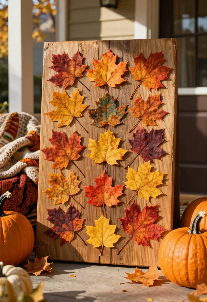 14 Fall Porch Signs Ideas That Welcome Guests Right Away - 11. Colorful Leaf Sign 1