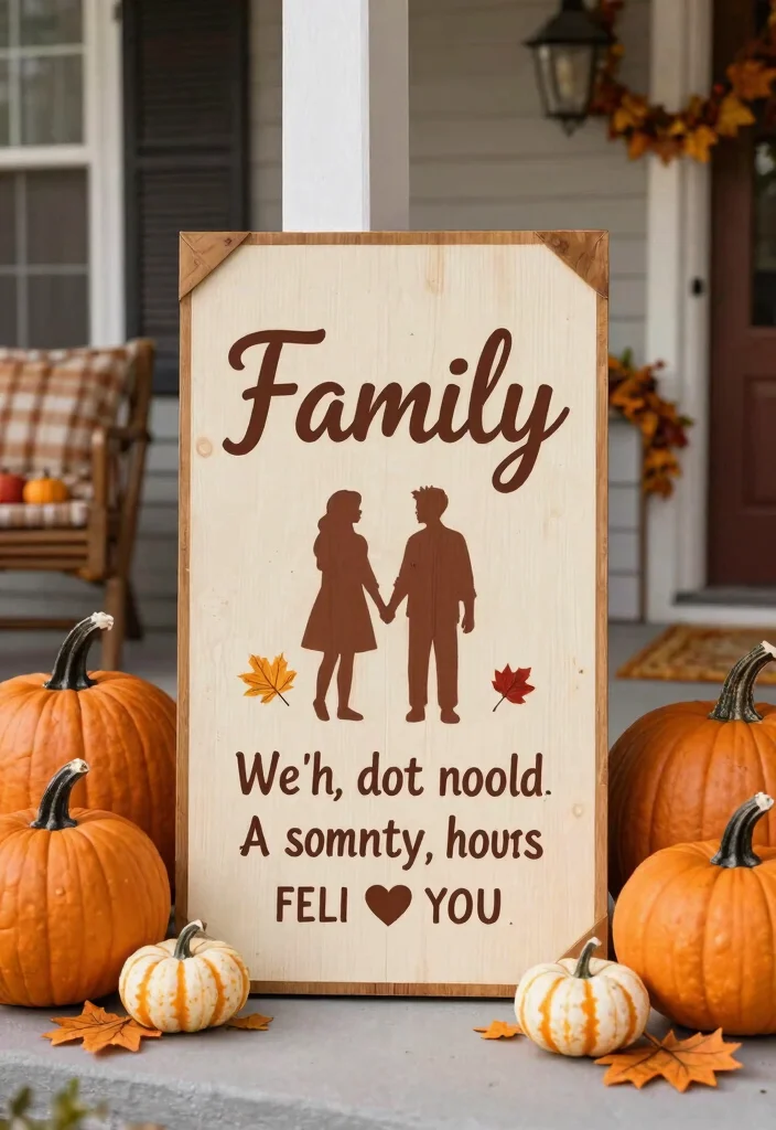 14 Fall Porch Signs Ideas That Welcome Guests Right Away - 14. Family Customizable Fall Sign 1