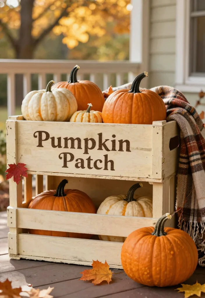 14 Fall Porch Signs Ideas That Welcome Guests Right Away - 2. Vintage Farmhouse Wooden Crate Sign 1