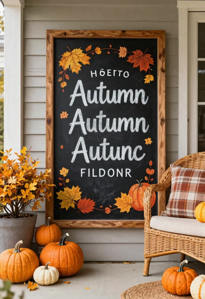 14 Fall Porch Signs Ideas That Welcome Guests Right Away - 3. Chalkboard Fall Message Board 1