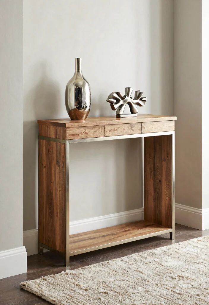 14 Farmhouse Console Table Ideas That Fit Narrow Entryways - 10. Glam Farmhouse 1