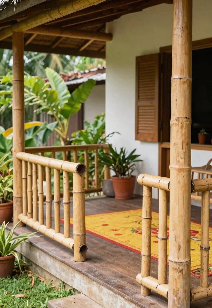 14 Farmhouse Porch Railing Ideas That Meet Code on a Budget - 10. Simple Bamboo Railings 1