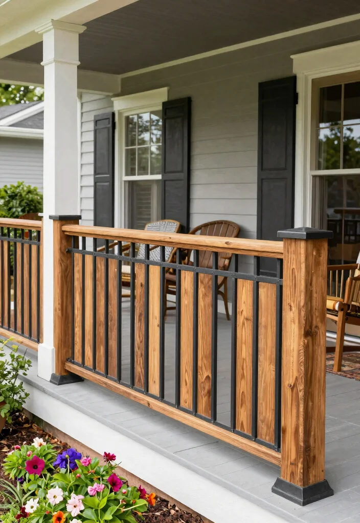 14 Farmhouse Porch Railing Ideas That Meet Code on a Budget - 13. Combination Railings 1