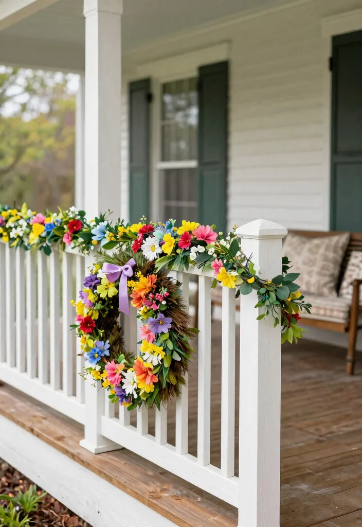 14 Farmhouse Porch Railing Ideas That Meet Code on a Budget - 14. Seasonal Railing Decor 1
