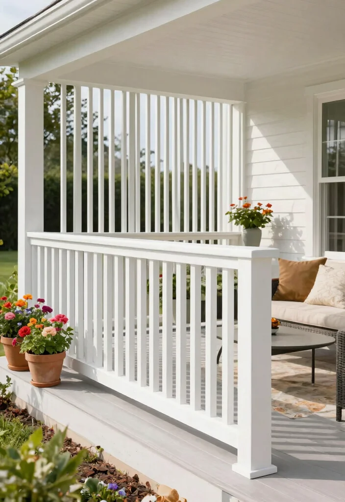 14 Farmhouse Porch Railing Ideas That Meet Code on a Budget - 2. Vertical Slat Railings 1