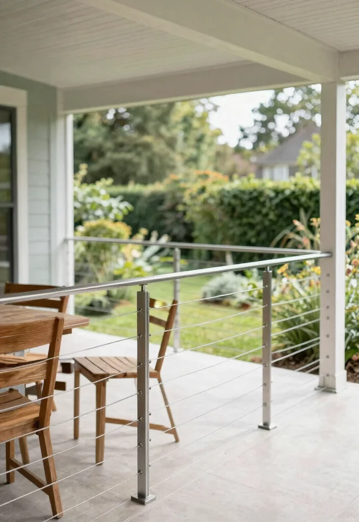 14 Farmhouse Porch Railing Ideas That Meet Code on a Budget - 3. Wire Cable Railings 1