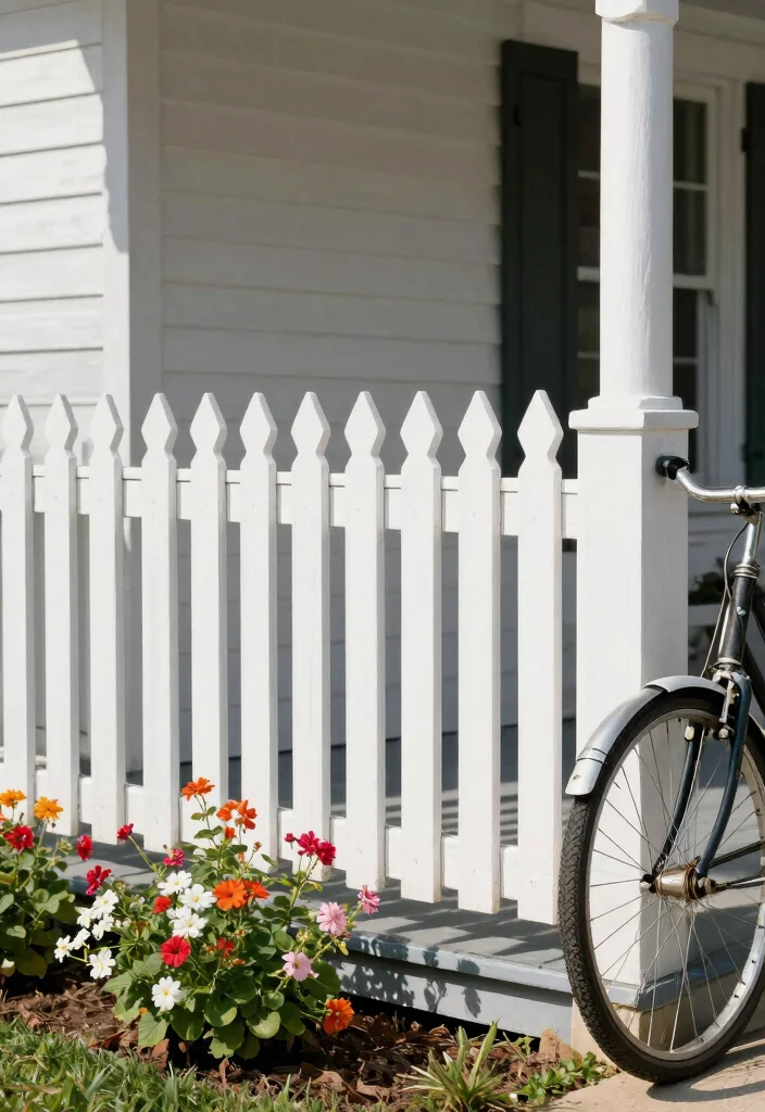 14 Farmhouse Porch Railing Ideas That Meet Code on a Budget - 4. Farmhouse Style Picket Fencing 1