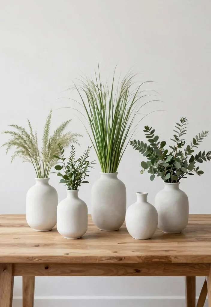 14 Farmhouse Table Centerpiece Ideas That Work for Every Season - 10. Minimalist Greenery 1