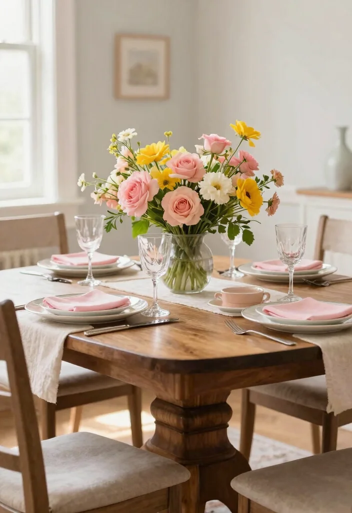 14 Farmhouse Table Centerpiece Ideas That Work for Every Season - 13. Color Palette Play 1