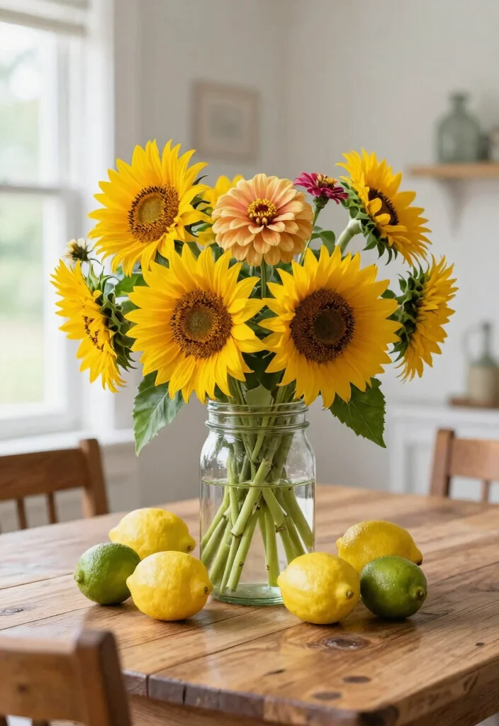 14 Farmhouse Table Centerpiece Ideas That Work for Every Season - 2. Summer Vibrance 1