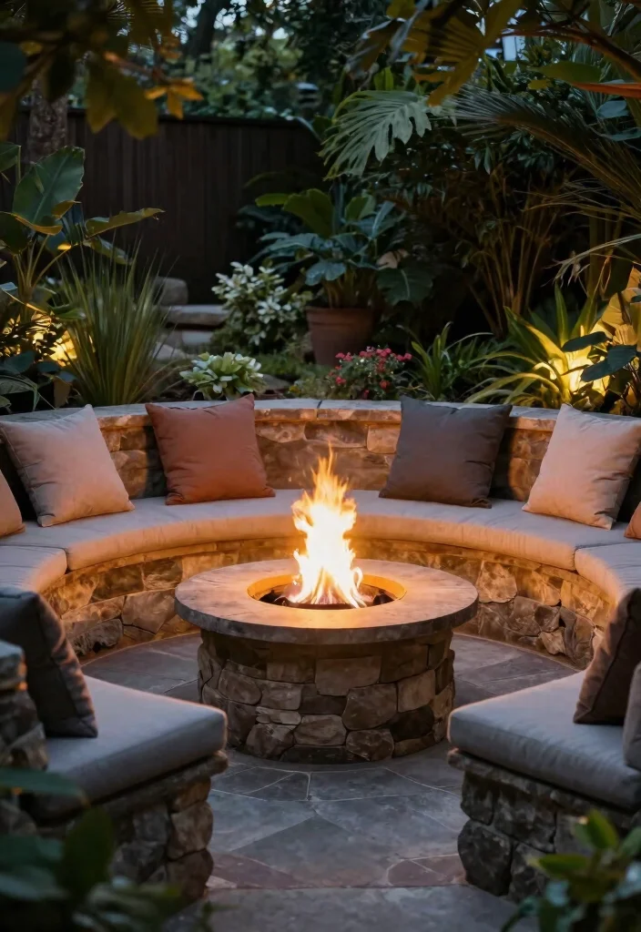 14 Fire Pit Area Ideas That Keep Smoke Away From the House 10 14 Fire Pit Area Ideas That Keep Smoke Away From the House - 10. Fire Pit with Built-in Seating 1