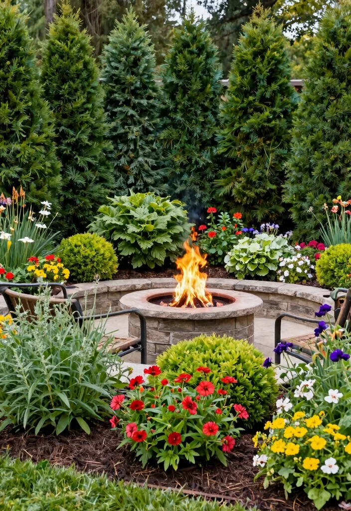 14 Fire Pit Area Ideas That Keep Smoke Away From the House 3 14 Fire Pit Area Ideas That Keep Smoke Away From the House - 3. Landscaping with Strategic Planting 1