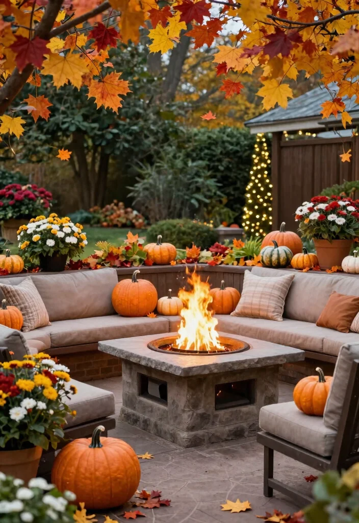 14 Fire Pit Area Ideas for Small Backyards Without a Full Hardscape - 14. Seasonal Decor for Fire Pit Areas 1