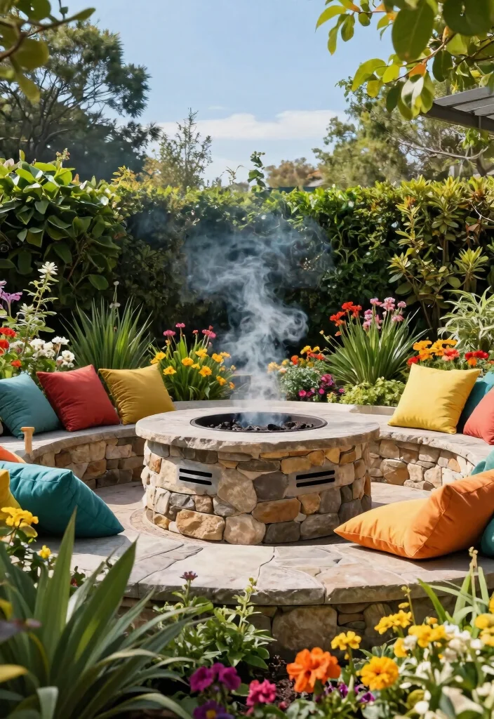 14 Garden with Fire Pit Ideas That Keep Smoke Away from Plants - 1. Elevated Fire Pits with Ventilation 1